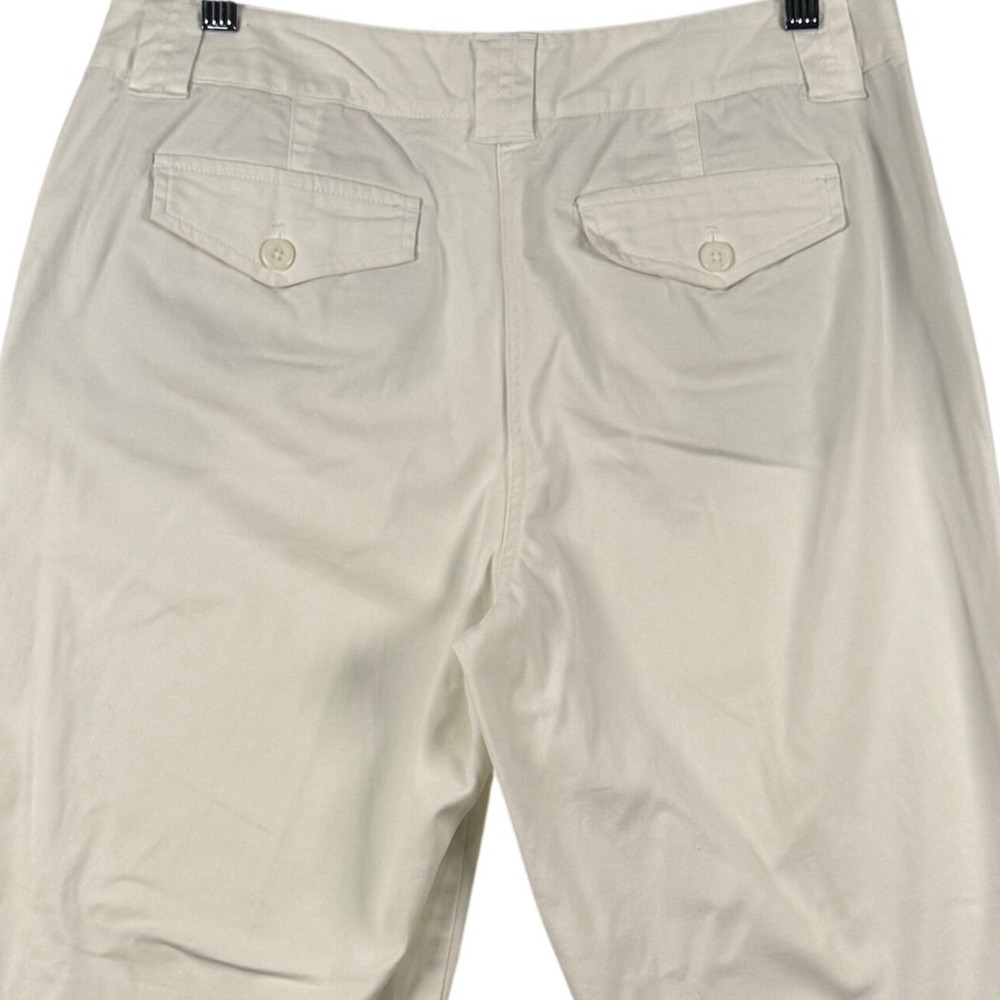 Talbots 10P Cropped Pants Stretch Cotton Button Tab Hem Coastal Y2K 90s Retro - Picture 5 of 7